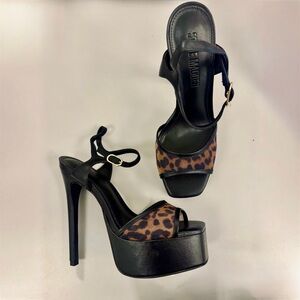 Steve Madden COLOGNE leopard mesh platform heel sandals, women’s size 6
